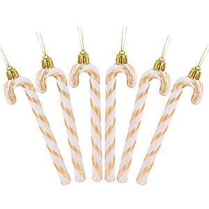 Christmas Concepts® Confezione da 6-13 cm Decorazioni per L'Albero di Natale con Bastoncini di Zucchero Glitter (Oro Rosa e Bianco)