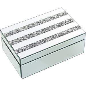 DRW Portagioie rettangolare in vetro con glitter a specchio 22x14x9 cm