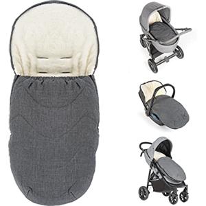 Zamboo Sacco Coprigambe Passeggino Universale per Carrozzina ed Ovetto - Sacco Passeggino Invernale 2in1 in Pile con Tasca - Grigio