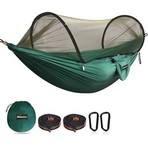 NATUREFUN Amaca da Campeggio da Viaggio| capacità di Carico 300kg,(275 x 140 cm) Traspirante Nylon da Paracadute| 2 x Moschettoni Premium,2 x Corde in Nylon Incluse |per Esterno Interno Giardino