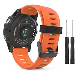 MoKo Cinturino Compatibile con Garmin Fenix 3/3 HR/Fenix 5X/5X Plus/Tactix Charlie/Descent Mk1/Quatix 3, Cinturino Sportivo di Ricambio in Silicone Morbido