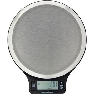 Amazon Basics Bilancia digitale da cucina con display LCD, priva di bisfenolo A (pile incluse), Pesa fino a 11 libbre, Nero e acciaio inossidabile