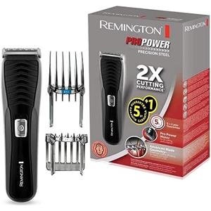 Remington Tagliacapelli - Lame in Acciaio Inox - Indicatore di carica LED, 17 impostazioni di lunghezza + 2 pettini accessori, funzionamento a rete-batteria, litio, Tagliacapelli ProPower HC7110