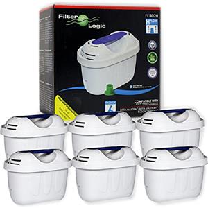 Filterlogic FL402H | Pacco da 6 - Cartuccia filtrante compatibile con Brita Maxtra+ Filtro Acqua per Caraffa Marella Style Aluna Elemaris Flow XL cool