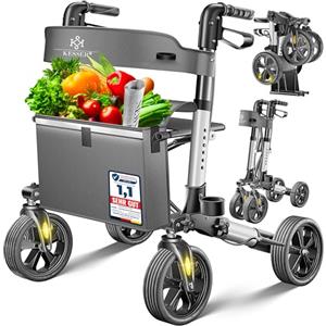 KESSER Leggero deambulatore pieghevole Girello ultraleggero con 4 ruote Premium in alluminio Rollator Set Peso massimo sopportato: 136 Kg
