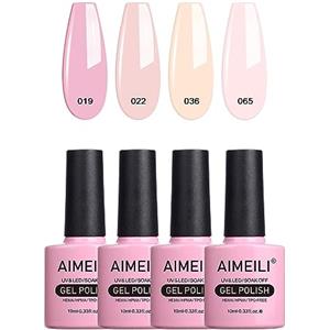 AIMEILI Kit Smalto Semipermanente Unghie Colori in Gel Lampada UV LED Soak Off per Manicure Colorati Gel Nail Polish Gift Set 4 x 10 ml - Set 17