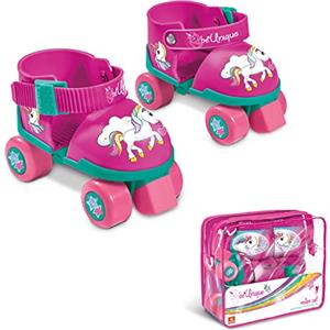 Mondo- Roller Skate Toys-Pattini a rotelle Regolabili Unicorn per Bambini-Taglia dal 22 al 29-Set Completo di Borsa Trasparente, gomitiere e Ginocchiere, 28511, Tinta Unita, Colore Rosa