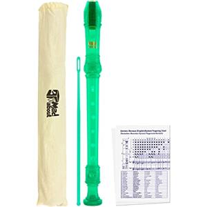 Mad About Rec03 Flauto Dolce Soprano con Custodia, Scovolino per Pulizia e Tabella per Diteggiatura, Verde