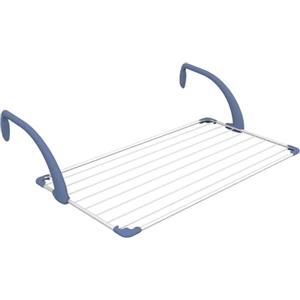 Gimi Brezza 100 Stendibiancheria da Balcone, Stendino da Balcone, Spazio di Stenditura 10 m, Acciaio/Resina, Bianco, 110 x 56 x 28 cm