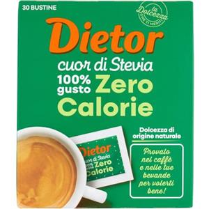 Dietor - MyDietor Cuor di Stevia Dolcificante Naturale con Estratto di Stevia 0 kcal, Senza Glutine - Astuccio da 30 Bustine