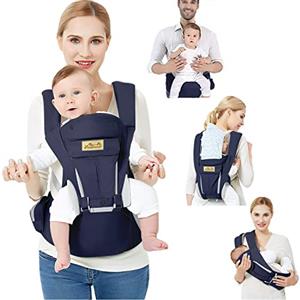 Viedouce Marsupio Neonati Ergonomico con Sedile/Puro cotone Leggero e Traspirante/Multiposizione:Dorsale, Ventrale,Regolabile ad Neonato e Bambino da 3 a 48 Mese (3,5 a 20 Kg)