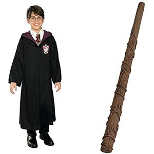 Rubie's-884252-S Costume Harry Potter per Bambini, Black, 3-4 anni, 884252_S & Baccheta Hermione Granger per Bambini, Brown, Taglia unica, 9703