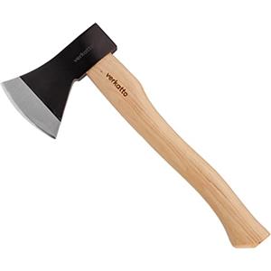 Mivos Accetta da Taglio 800 g Con Testa in Acciaio e Manico in Legno di Hickory - Ascia Spaccalegna Universale per Giardino e Campeggio - Piccola Manuale da Spacco