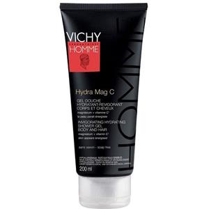 Vichy Homme Hydra Mag C Gel Doccia 200 ml - Idratante e Tonificante per Corpo e Capelli, Ideale per Pelle Sensibile