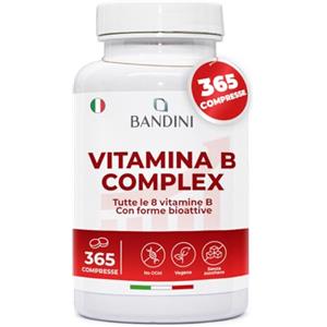 Bandini® Vitamina B Complex ad Alto Dosaggio, 365 Compresse (+1 Anno), Vitamin B-Complex, Acido Folico, Biotina e Gruppo B1, B2, B3, B5, B6, B12 | Complesso 100% Vegan - Energia e Difese Immunitarie