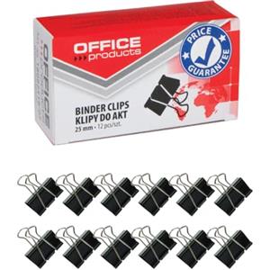 Office Products Molle Fermacarte Nero 25 mm - Confezione da 12 Pezzi in Metallo Resistente