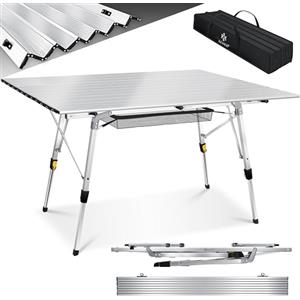 KESSER® Tavolo da Campeggio Pieghevole Tavolo Pieghevole Tavolo da Campeggio con Telaio in Alluminio Piano del Tavolo Arrotolabile Tavolo Pieghevole con Regolazione dell'altezza, 90cm x 53cm