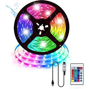 vinmooog Striscia LED 5M Striscia LED TV strisce LEDluci LED camera da letto,led rgb 5050USB conTelecomando a 25Tasti Colorati Dimmerabile per Interni,Camera da Letto,Decorazioni,TV Retroilluminazione