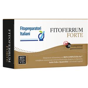 BIODUE SpA Fitoferrum Forte - Integratore Alimentare con Ferro, Acido Folico e Estratti di Rosa Canina, Spinacio e Amaranto - 30 Compresse