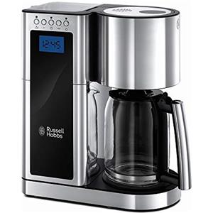 Russell Hobbs Macchina Caffè Americano - Timer Digitale, Con Filtro per Estrazione e Aroma Ottimali - Max 10 tazze; Caraffa in Vetro da 1.25 L; Piastra riscaldante; 1600 W, Elegance 23370-56