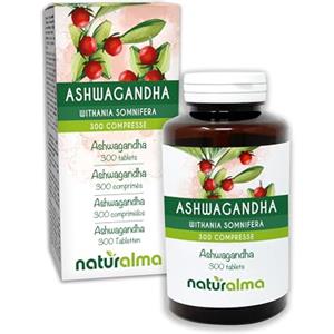 Naturalma Ashwagandha o Ginseng indiano (Withania somnifera) radici Naturalma - 150 g - 300 compresse - Integratore alimentare - Naturale e Vegano