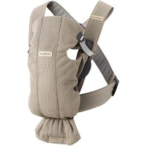 BabyBjörn Marsupio Mini - Mesh 3D, Beige-grigio, Da 0 a 12 mesi, Min 3,2 kg - max 11 kg, 3 possizioni, Ergonomico