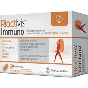 Farmac Zabban Riactivis Immuno - Integratore con Echinacea e Funghi Medicinali, 30 Compresse per il Sistema Immunitario