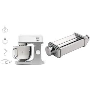 Kenwood KMX750WH Impastatrice Planetaria Kitchen Machine kMix, Robot da Cucina Mixer & KAX980ME Accessorio Sfogliatrice per Impastatrice Planetaria, Acciaio Inossidabile, Argento