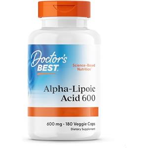 Doctor's Best, Alpha-Lipoic-Acid (Acido Alfa Lipoico), 600mg Depot, 2-Day-Dose, 180 Capsule vegan, Altamente Dosato, Testato in Laboratorio, Non OGM, Senza Glutine
