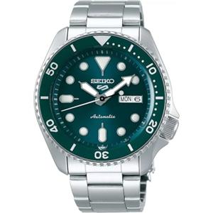 Seiko 5 Sports Orologio Analogico Automatico Uomo con Cinturino in Acciaio SRPD61K1, Verde (Turchese), 1K1