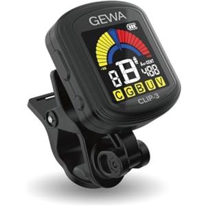 GEWA Accordatore ricaricabile Clip-3 con rotazione a 360 gradi, LCD a 4 colori, con diverse modalità