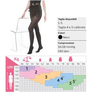 KAMILA Collant Microlady 140 Denari Nero Taglia 4 - Coprenti e Morbidi con Compressione