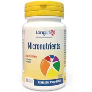 LongLife® Micronutrients 30 tav | Integratore multivitaminico | Alto dosaggio | Benessere psicofisico | Sostegno immunitario, psicologico, muscolare | 1 mese di trattamento | Senza glutine