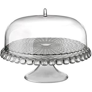 Guzzini Tiffany Alzata Torte con Campana in Acrilico Grigio Cielo Ø 36 cm - Design Glamour
