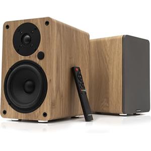 VULKKANO A5 ARC Cassa Amplificata con Woofer da 5,25, Bluetooth 5.0, HDMI ARC, Optica, RCA, USB, con Uscita Subwoofer, Casse Monitor HiFi con Design Elegante, Colore Marrone