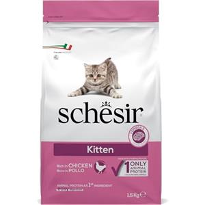 Schesir, Cibo Secco per Gatti Cuccioli con Unica Fonte Proteica al Gusto Pollo, Crocchette - Formato Sacco da 1,5 Kg