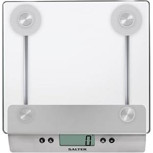 Salter 3003 SSSVDR08 Aquatronic - Bilancia elettronica da cucina, bilancia da cucina digitale di precisione, permette di pesare i liquidi, funzione Aggiungi e pesa, vetro e acciaio inox, 5Kg