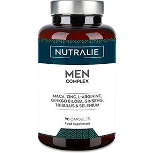 NUTRALIE Potente Energizzante Maschile - TestoMenComplex per Vigore e Rendimento - con Maca Peruviana, Tribulus Terrestris, Ginkgo Biloba, L'Arginina e Zinco | Men Complex 90 Capsule Nutralie