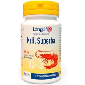 LongLife® Krill Superba | Olio di krill dell'Antartico ricco di omega-3 ad alta biodisponibilità | Con astaxantina ad azione antiossidante | 60 capsule inodori | Senza glutine e doping free