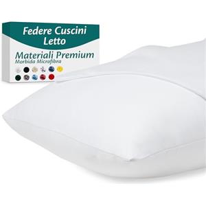 Flowen Federe Cuscini Letto Matrimoniale e Singolo 40x80 Set da 2 Copricuscini in Microfibra Fodere Lavabili e Resistenti 40 x 80 cm Tessuto 100% Poliestere Traspirante Anallergico Antiacaro
