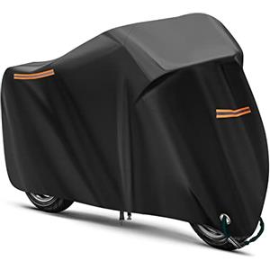 URAQT Telo Coprimoto, Telo Coprimoto Impermeabile, Teli per Moto Resistente 210T, con 2 strisce riflettenti, Resistente ad Acqua, Vento, Antipolveri Anti-UV, 230x95x125cm (XL)