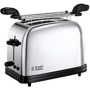 Russell Hobbs Tostapane con Pinze - Per Toast Farciti o Sandwich - 2 Fette - Acciaio Inox Lucidato; Fessure per toast extra larghe; 6 livelli di doratura; Scongelamento, 1200 W, Victory 23310-57