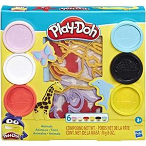 HASBRO Play-Doh Forme Divertenti Animali - Pasta da Modellare per Bambini, 6 Vasetti da 170g