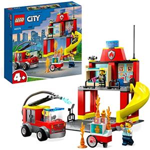 LEGO City Caserma dei Pompieri e Autopompa, Edificio da Costruire con Camion Giocattolo dei Vigili del Fuoco, Giochi per Bambini e Bambine da 4 Anni con Starter Brick, Idea Regalo di Compleanno 60375