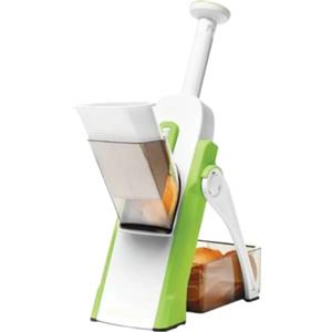 goBrothers Mandolina Affettatrice Manuale Multifunzione, per taglia verdure verticale professionale con Spessore regolabile, Patate, Cipolla, Frutta, Cutter Kitchen (VERDE)