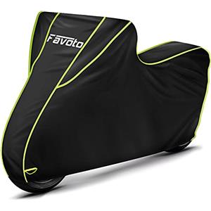 Favoto Telo per Moto Esterno Impermeabile Coprimoto Copri scooter di 300D OXFORD con Rivestimento PU e Cuciture Termosaldate, Resistente a Pioggia Neve Polvere Vento 245 x 105 x 125cm (Verde Nero)
