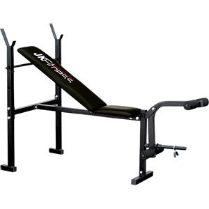 JK Fitness JK 6055 - Panca Regolabile Multiuso con Porta Bilanciere, Massimo Peso 100 kg, Schienale Regolabile e Imbottiture Comode