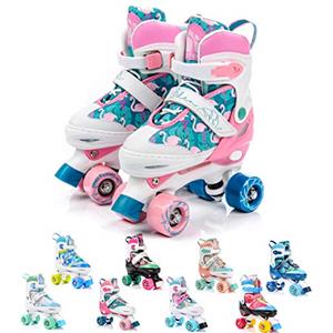 meteor Pattini a rotelle discoteca skate - Roller Parallel 4 ruote - Pattini da pattinaggio in quad per bambini Adolescenti e adulti - Taglia regolabile (L 39-42, Eden)
