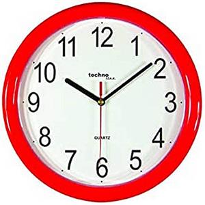 techno line WT 600 Rot Orologio da Parete, Rosso, 25x2.4x25 cm