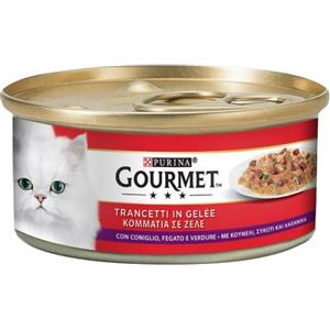 Purina Gourmet Cibo Umido per Gatti - Trancetti di Coniglio, Fegato e Verdure in Gelatina - 195g